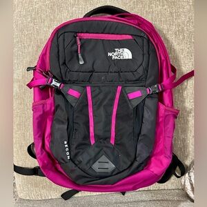 The North Face Black and Fuchsia Pink Recon Backpack